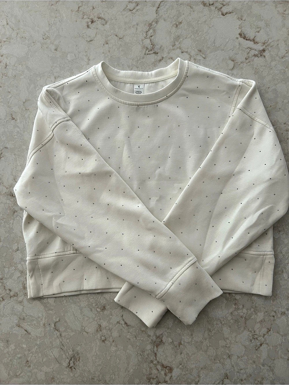Yogalicious Girls White Sequin Studded Pullover Studded Pullover